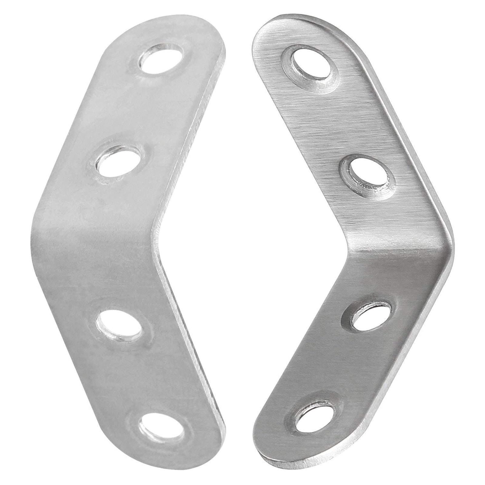 Staffa angolare a destra di 90 gradi in acciaio inossidabile, protezione angolare a forma di L resistente per mobili, mensole, mobile, cornice a letto e falegnameria 100 pezzi argento