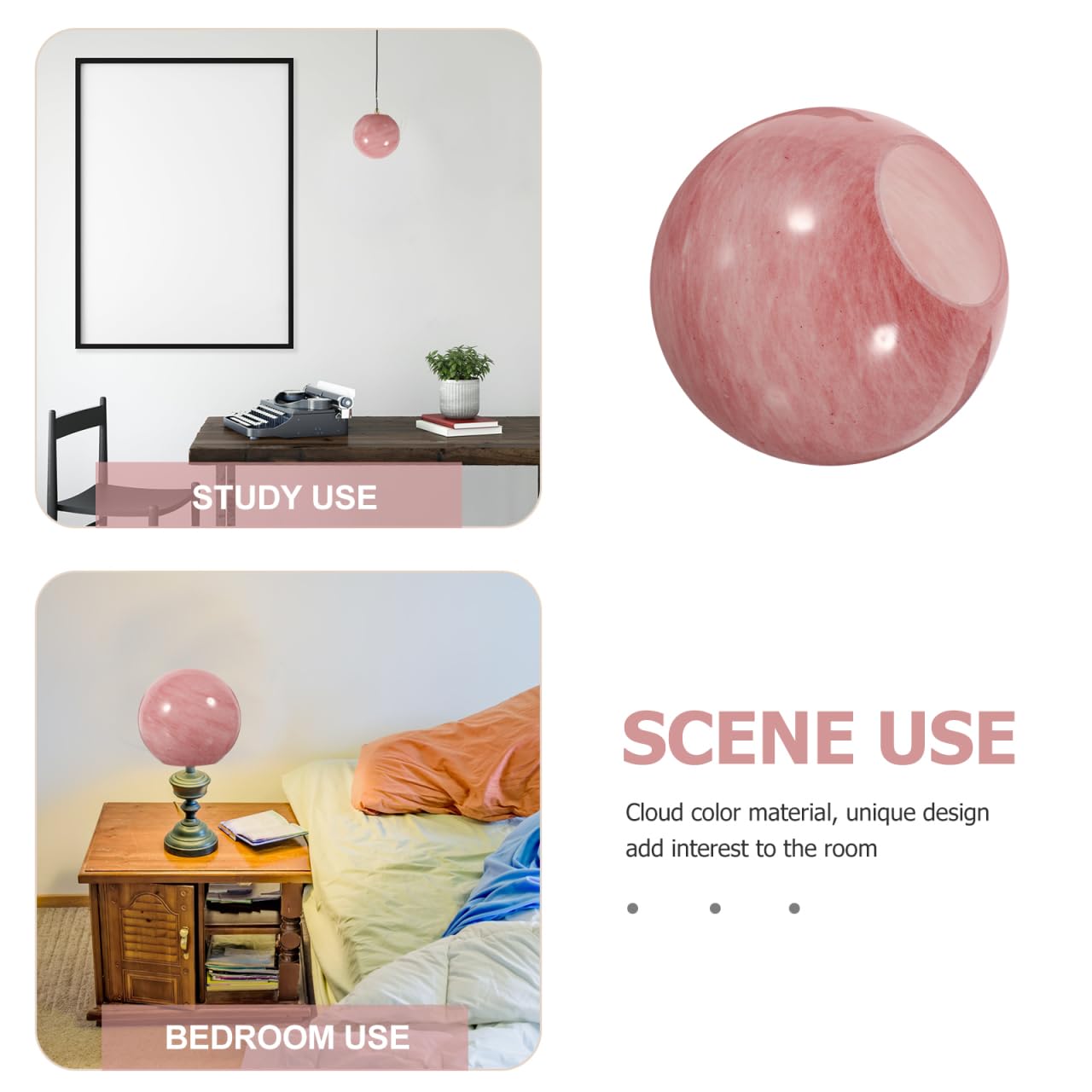 MOLUCKFU Replacement Globe Lampshade Pink Ball Lamp Shade 4.7 Inch Round Glass Shade for Pendant Lighting Fixture Indoor Decor - Image 4