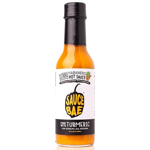 Sauce Bae Skinny Habanero Salsa picante totalmente natural 5 onzas líquidas toque de dulzura con calor suave hecha de pimientos piña y cúrcuma sin
