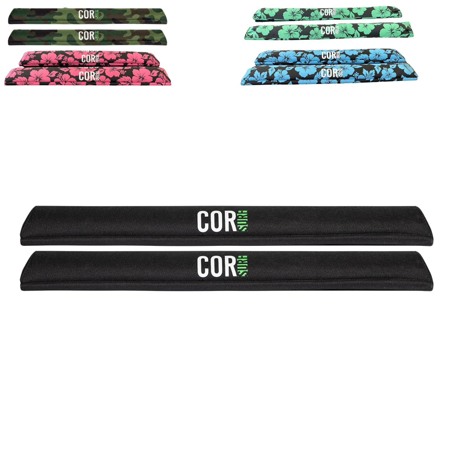 COR Surf Almohadillas para portaequipajes de Techo | Rack de Surf Kayak Sup [Par] 71cm - para Barras aerodinámicas Grandes (71 CM)