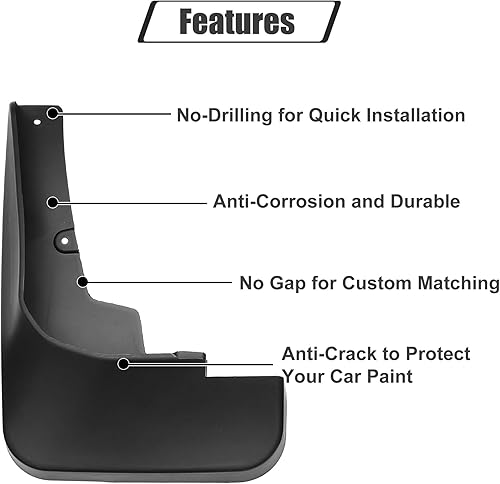 Miniatura 6 de ACROPIX Aletas de barro delanteras y traseras para Toyota Highlander – Paquete de 4 unidades color negro