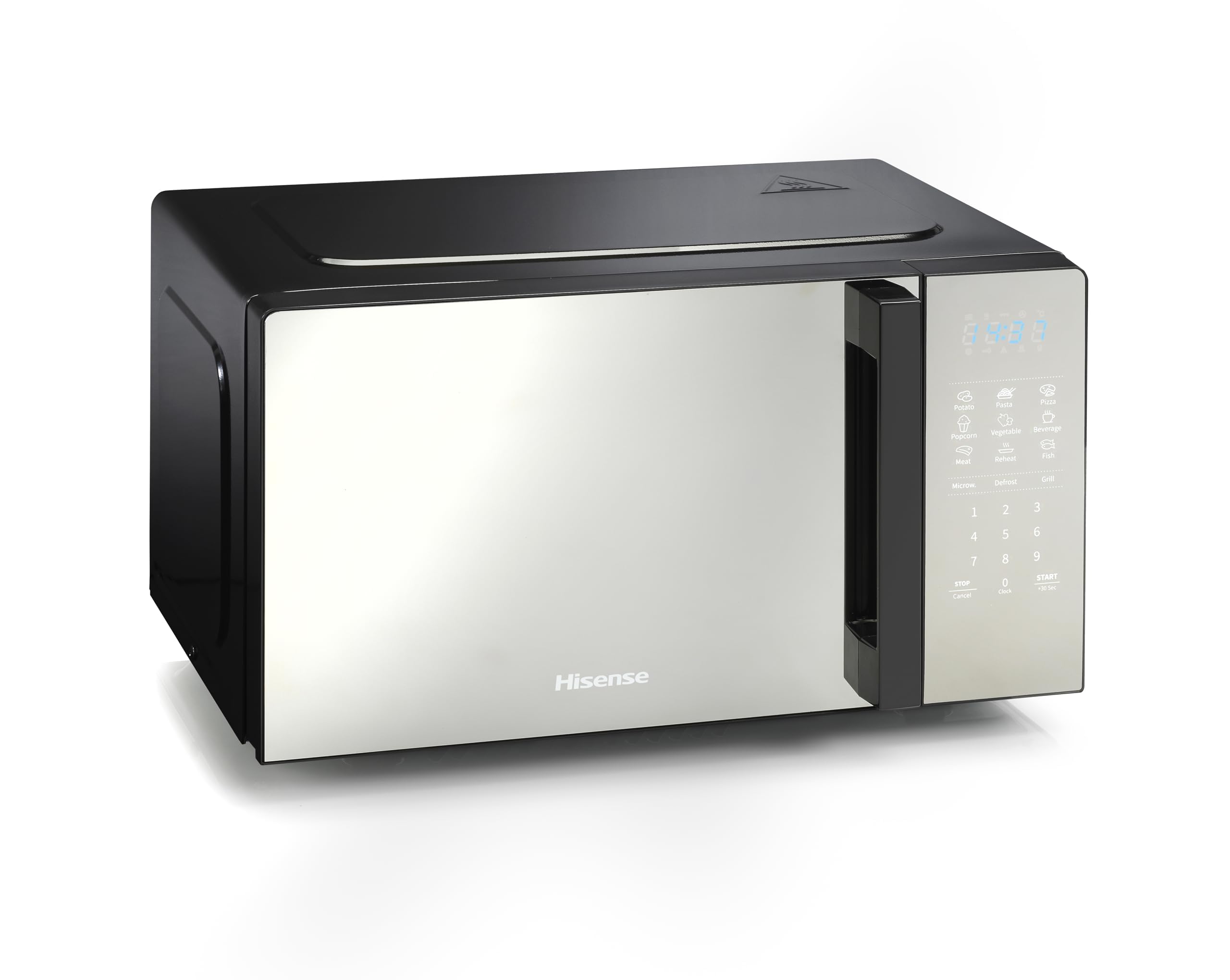 Hisense H20MOMBS4HG, Micro-ondes 20L, Ouverture de Porte à Gauche, Écran LED avec Boutons, 9 Fonctions, 700W, Grill Tubulaire, Couleur Miroir
