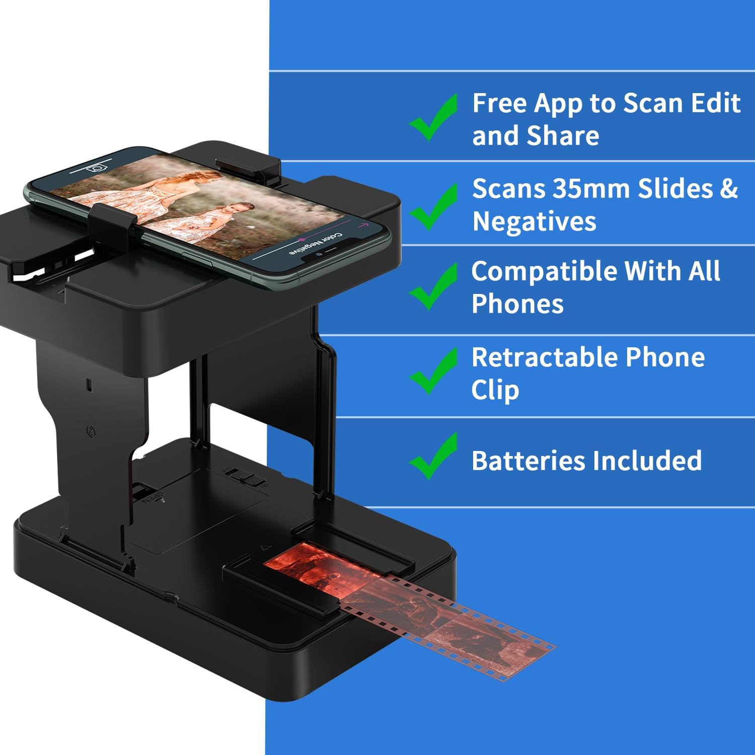 Scanner de Films 35 mm, Scanner de Diapositives pour Smartphone