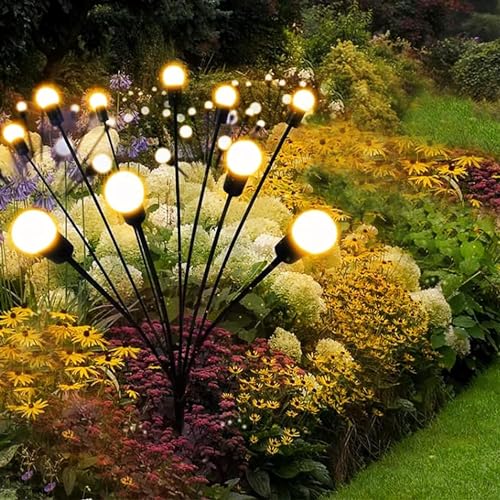 Image of Firefly Solar Lights | 8 LED | Starburst Swaying Solar Garden Light, Warm Garden Light | Outdoor Decoration | Waterproof | Path Lights for Pots, Balcon, Pathway (Warm yellow) (2)