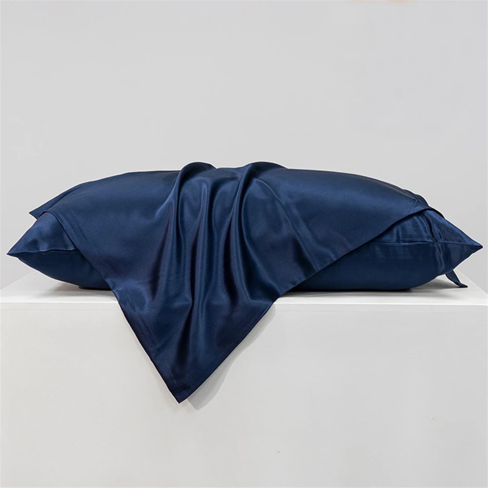 Fundas de Almohada de Seda, Funda De Almohada Seda Morera Natural Pura, 19 Momme, Cremallera Oculta, Salud La Piel del Cabello, Varios Tamaños(Silver,Japan 43x63cm)