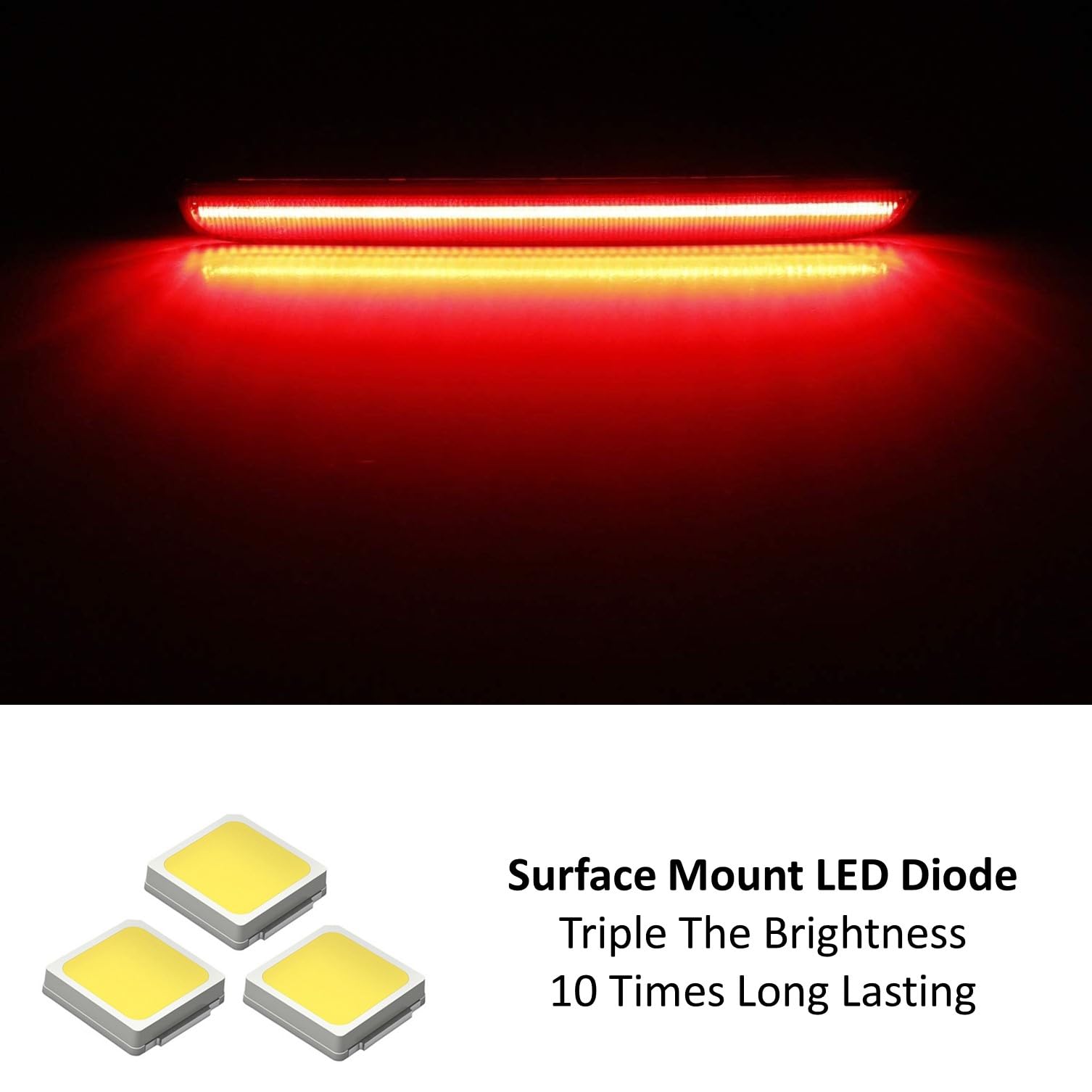 iJDMTOY Red Lens 40-SMD Full LED Rear Bumper Reflector Light Kit Compatible With 2015-up Dodge Challenger Function as Tail or Rear Fog Lights product thumbnail 3