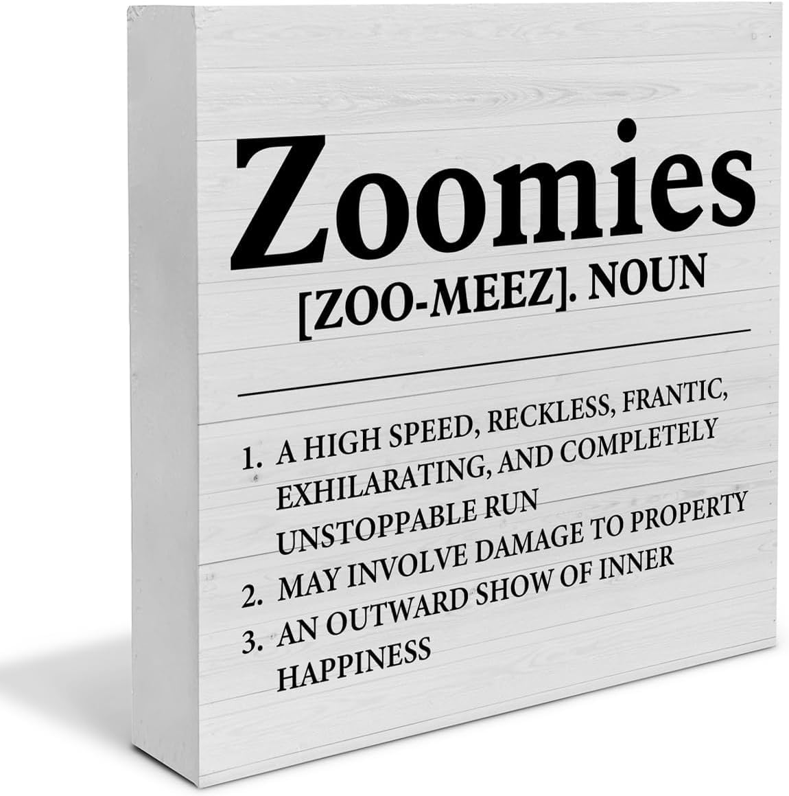 Zoomies Box Sign 7x7 Inch Wooden Farmhouse Desk Shelf Decor