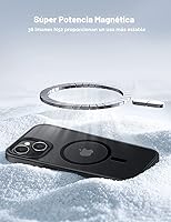 Vista 6 de Funda magnética para iPhone 15, resistente a las caídas, sensación de piel mate, a prueba de golpes, delgada, negro mate