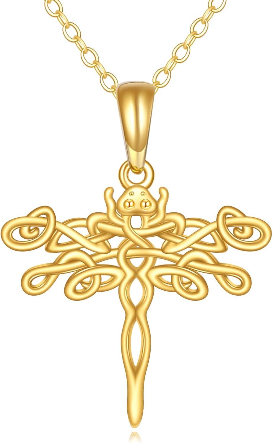 14K Solid Gold Dragonfly Necklace for Women Dragonfly Pendant Animal Lover Jewelry Gifts