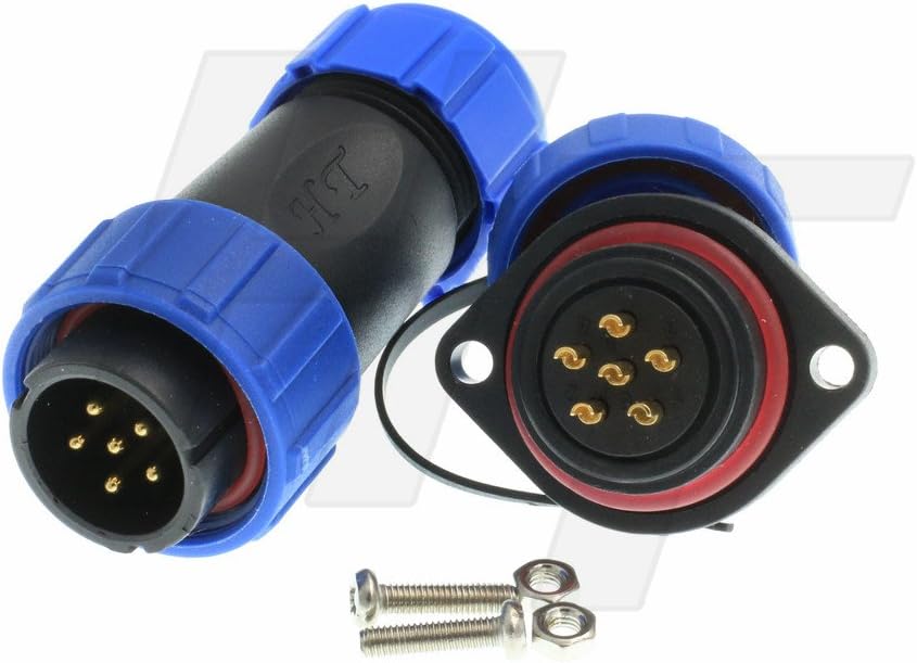 HangTon HE21 6 Pin Connector Circular Aviation Male Plug Female Panel Socket Outdoor Waterproof IP68 Power Electrical Connector, 15A Current