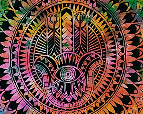 ICC Small Hamsa Wall Decor Psychedelic Tapestry 30x40" - Image 3