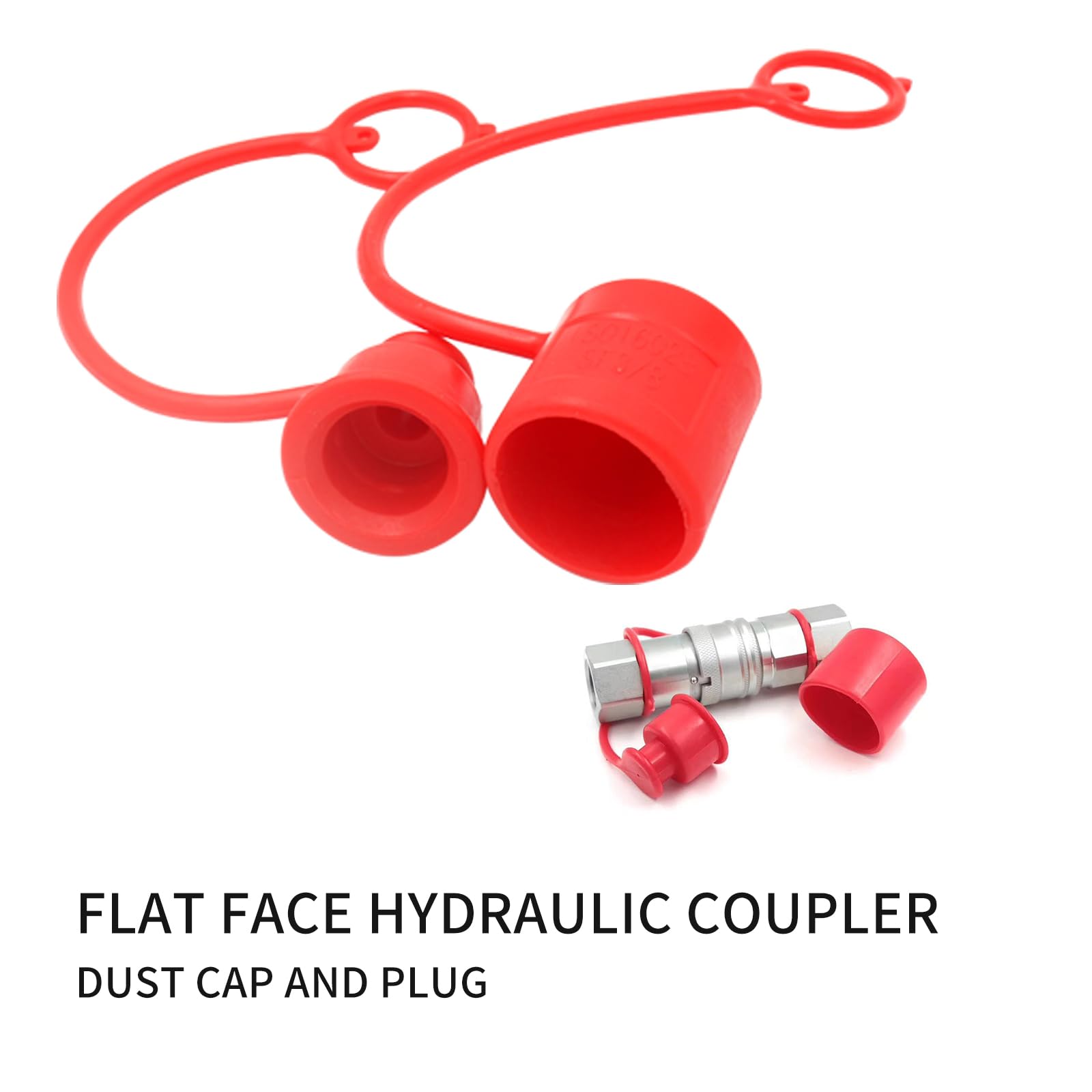 1/2" NPT Skid Steer Hydraulic Couplers Bobcat Flat Face Hydraulic Quick Connect Couplers W Dust Caps 1 2 Npt Thread 1 2 Body Hydraulic Couplers For Skid Steer Bobcat Case Kubota New Holland