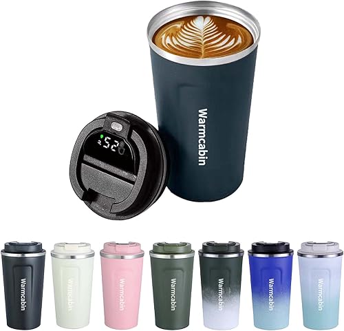 warmcabin Taza de café inteligente de viaje a prueba de derrames taza de café aislada de 17 onzas tazas de café reutilizables con tapa sellada