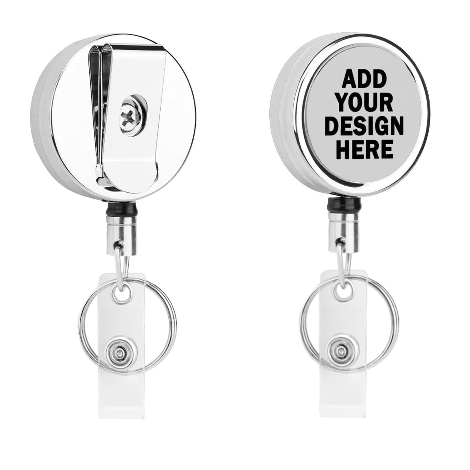 Custom Personalized Photo Retractable ID Badge Reel with Clip Add Name Text Logo Image Customized Badge Reels ID Badge Holder Reel Metal Key Chain for