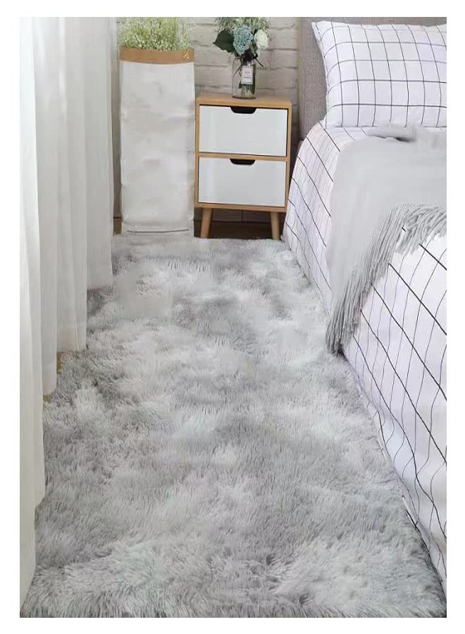 ZCM HAPPYInterior Decoration Luxurious Modern Furry Rug Fluffy Soft Bedroom Rug 100x160CM (Gray) (DT-88)