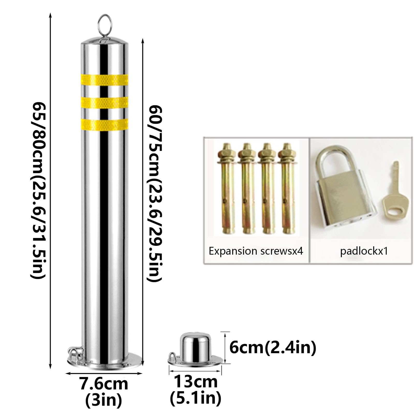 Bornes de stationnement réfléchissantes en Acier Inoxydable - Piliers de signalisation Amovibles, Flexibles et durables pour parkings et trottoirs - Barrières de sécurité