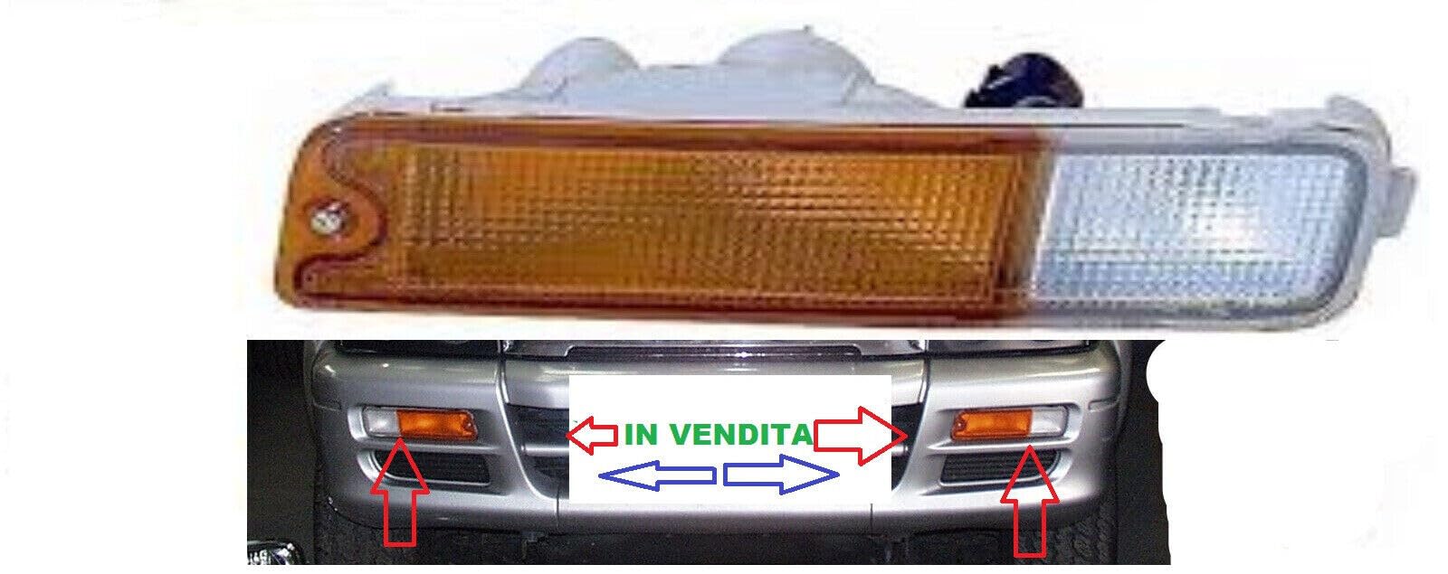 Generico Set 2 FANALE FANALINO Freccia Anteriore per MITS L200 dal 1996 al 2004 Inferiore PARAURTI COMPLETO DI PORTALAMPADE E LAMPADE
