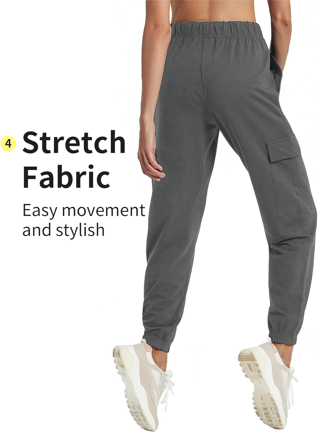 PULI Women's Loose Cargo Sweatpants Pockets Sporty Gym Athletic Fit Jogger Pants Yoga Lounge Trousers - Image 3