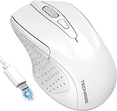 TechRise Souris Bluetooth Rechargeable(BT5.0/3.0 et 2.4G),Souris sans Fil USB 4800 DPI, Souris Ergonomique Silencieuse,Mouse Adaptée pour PC, Mac, Ordinateurs Portables et Toutes Surfaces, Blanc