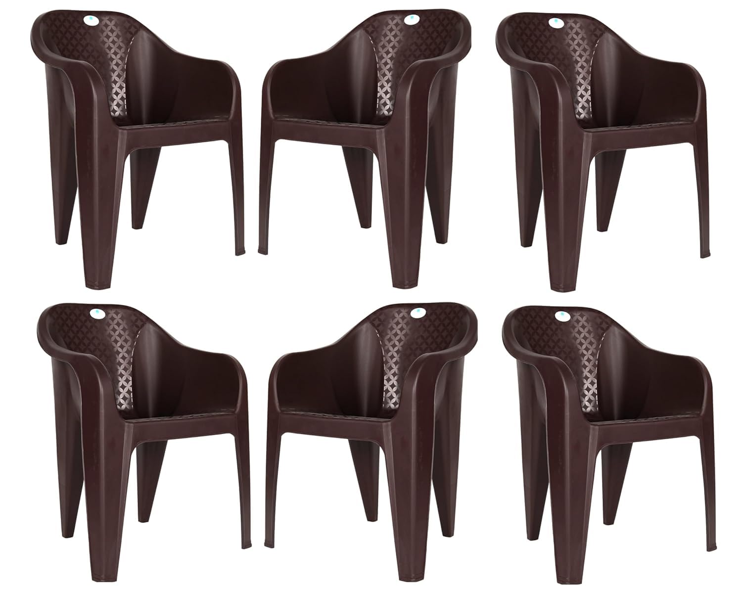 Homiboss Plastic Chair | Chairs for Home | Dining & Restaurant | Office, Garden, Indoor & Outdoor | Kursi | Color - Brown | Plastic Chairs Set (6 Pieces)