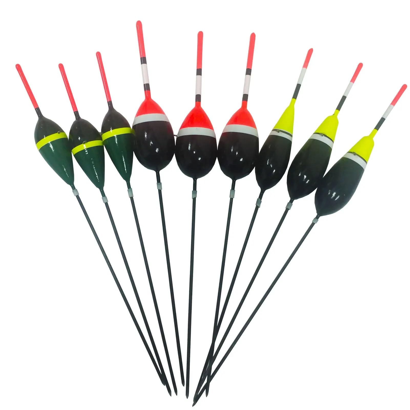 Genérico Juego de Boyas flotantes de Corcho, Juego de flotadores de Pesca de Madera de Balsa iluminados, 3g + 3g + 3g, Cola Larga de 17,5 cm/18,5 cm, 30 Uds.