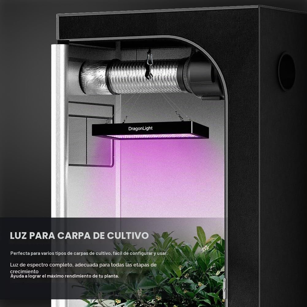 DragonLight 2024 Nueva BW1000 Lámpara LED de espectro completo con UV IR, doble chip LED Grow lámpara con cable de 3 metros para invernadero y plantas de interior, verduras y cultivo de flores [negro]