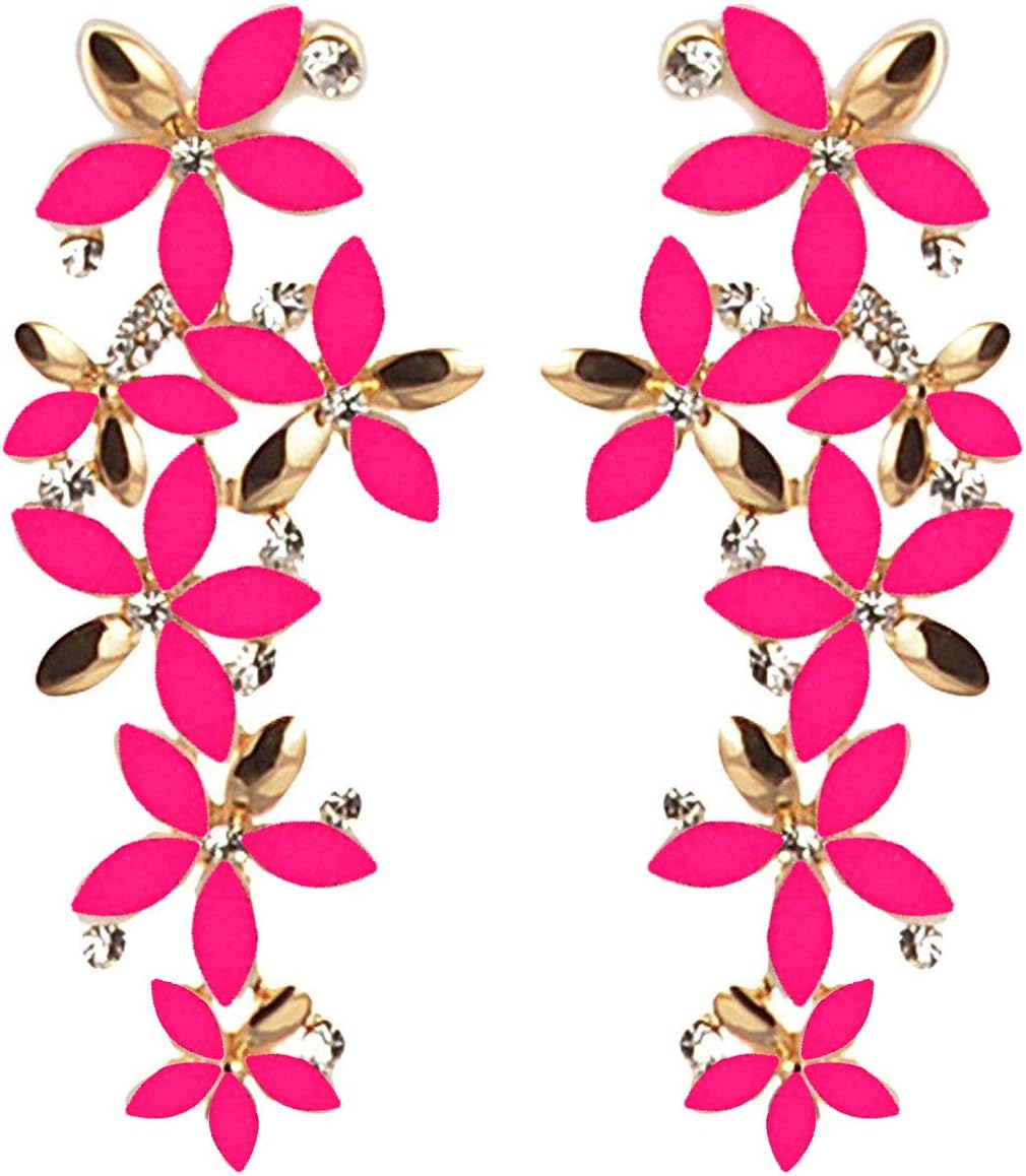 Jewellery Gold Plated Dangler Earrings for Girls and Women (Pink)