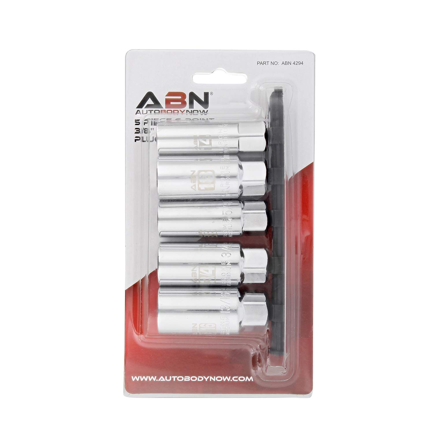 ABN 3/8 Inch Drive SAE and Metric Spark Plug Socket Set 6 Pt Spark Plug