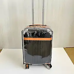 Capa Para Mala de Viagem Protege Contra Arranhões e Impacto Plástico Cristal Transparente Grosso P M G Fechamento com Velcro (Preta, P)