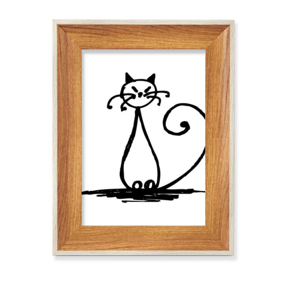 Cadre de photo en bois chat souriant assis, le cadeau idéal pour décorer un bureau avec art