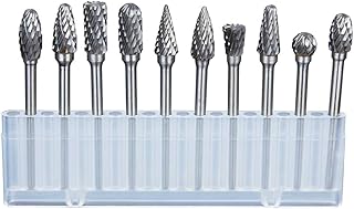 Wolfride 10pcs 1/8" Shank Double Cut Rotary Burr Set for Dremel Rotary Tool Tungsten Carbide Cutter Rotary Burr Set for Metal Polishing,Carving