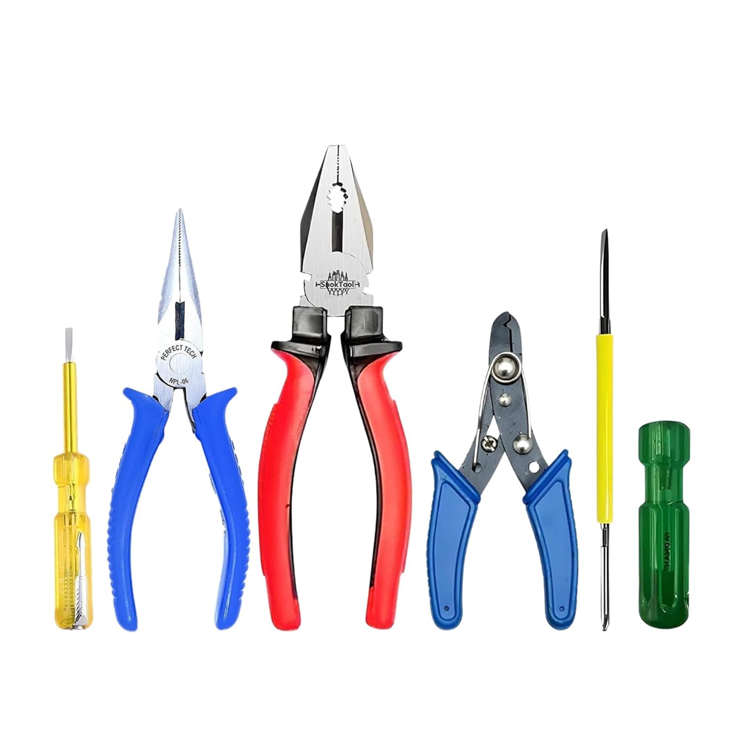 5-Piece Electrical Tool Kit Set with Combination Plier, Long Nose Plier, Wire Stripper & Screwdrivers | Durable Multi-Purpose Repair Tools for Home & Professional Use