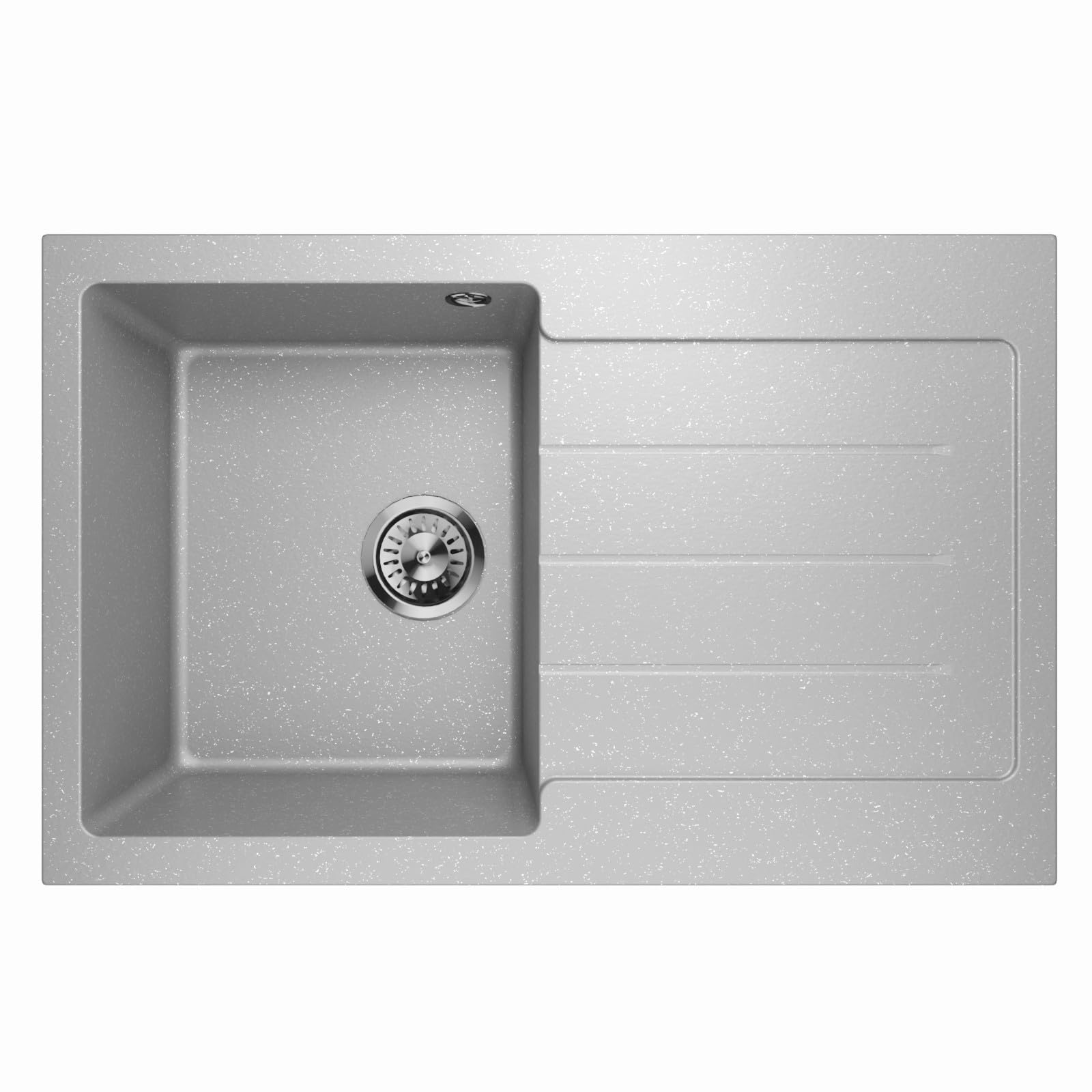 Lavello Decoro 1.0 - Fregadero de granito con escurridor, color gris metálico - derecho