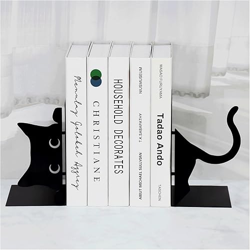 Extremos decorativos para libros, ENCIMART Book Ends, bonitos sujetalibros de gato, sujetalibros de metal, soportes para libros para estantes, disponible en Yaxa Peru