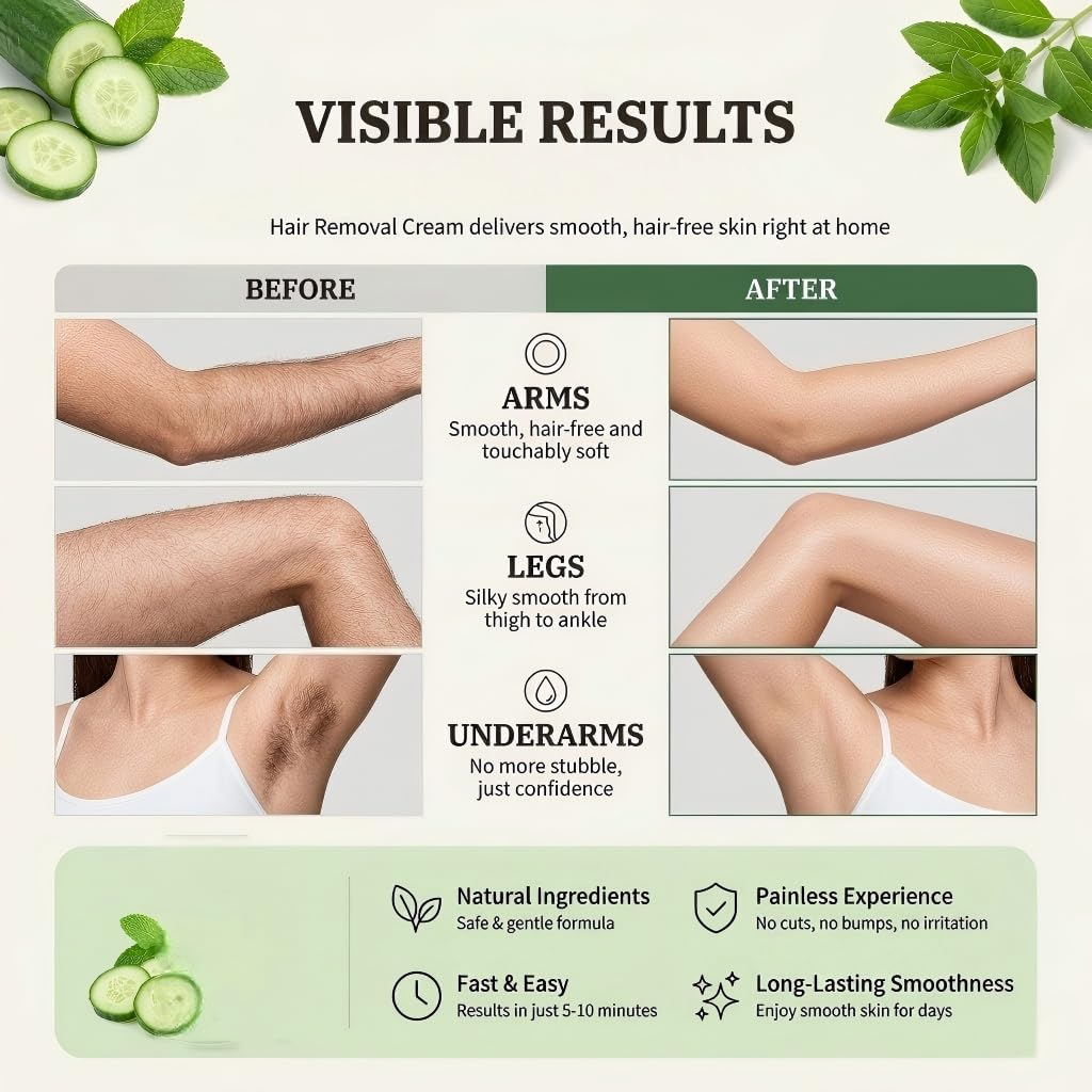 Crema depilatoria uomo donna, depilazione maglia gambe ascelle viso corpo formula botanica morbida idratante depilazione rapida, labbro superiore zona intima, cura pelle molto sensibile (6 pezzi)