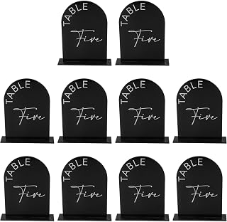Elegant Arch - Juego de números de mesa acrílicos con 10 letreros de espejo con soportes para decoración de bodas (negro S)
