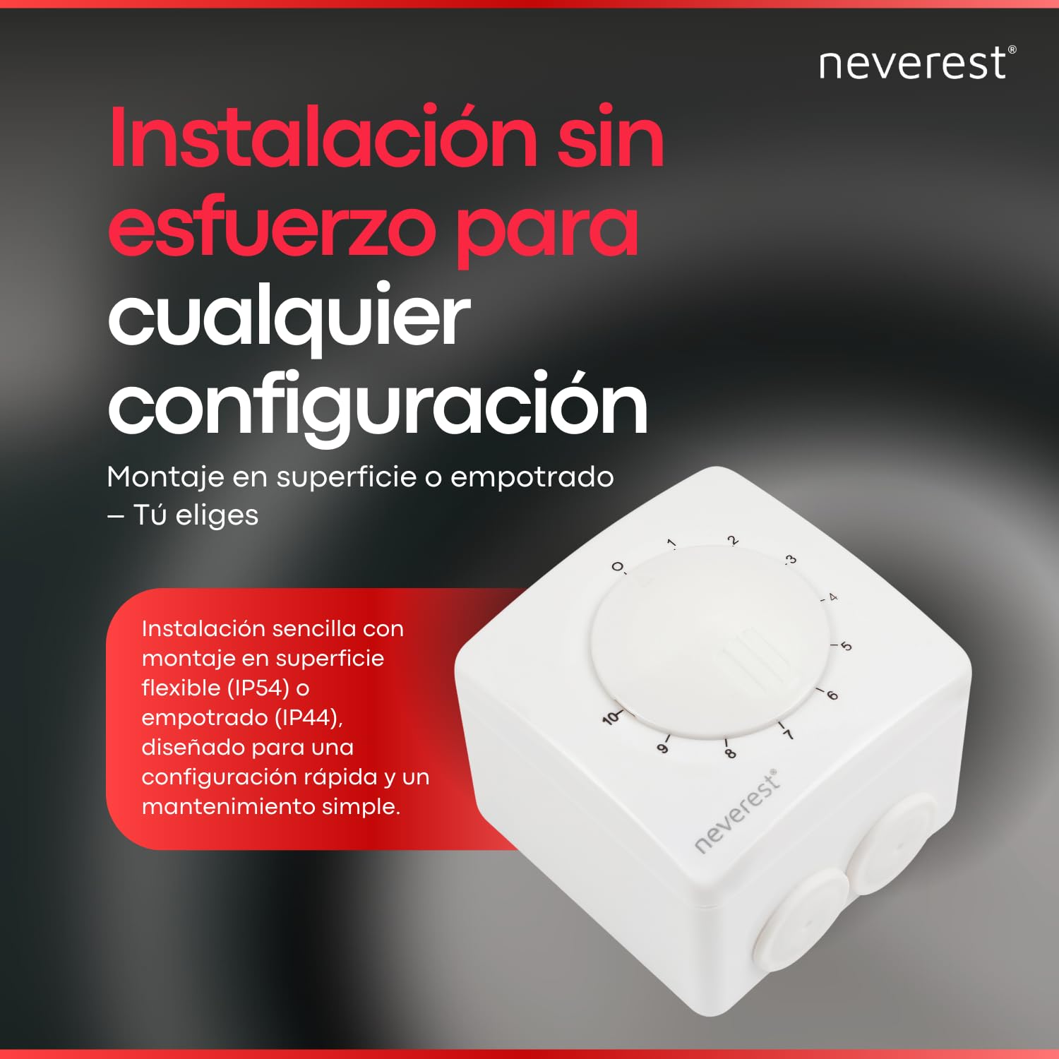neverest® Regulador de velocidad de 230 V 1,0 A para ventiladores, bombas, motores, montaje en superficie/empotrado