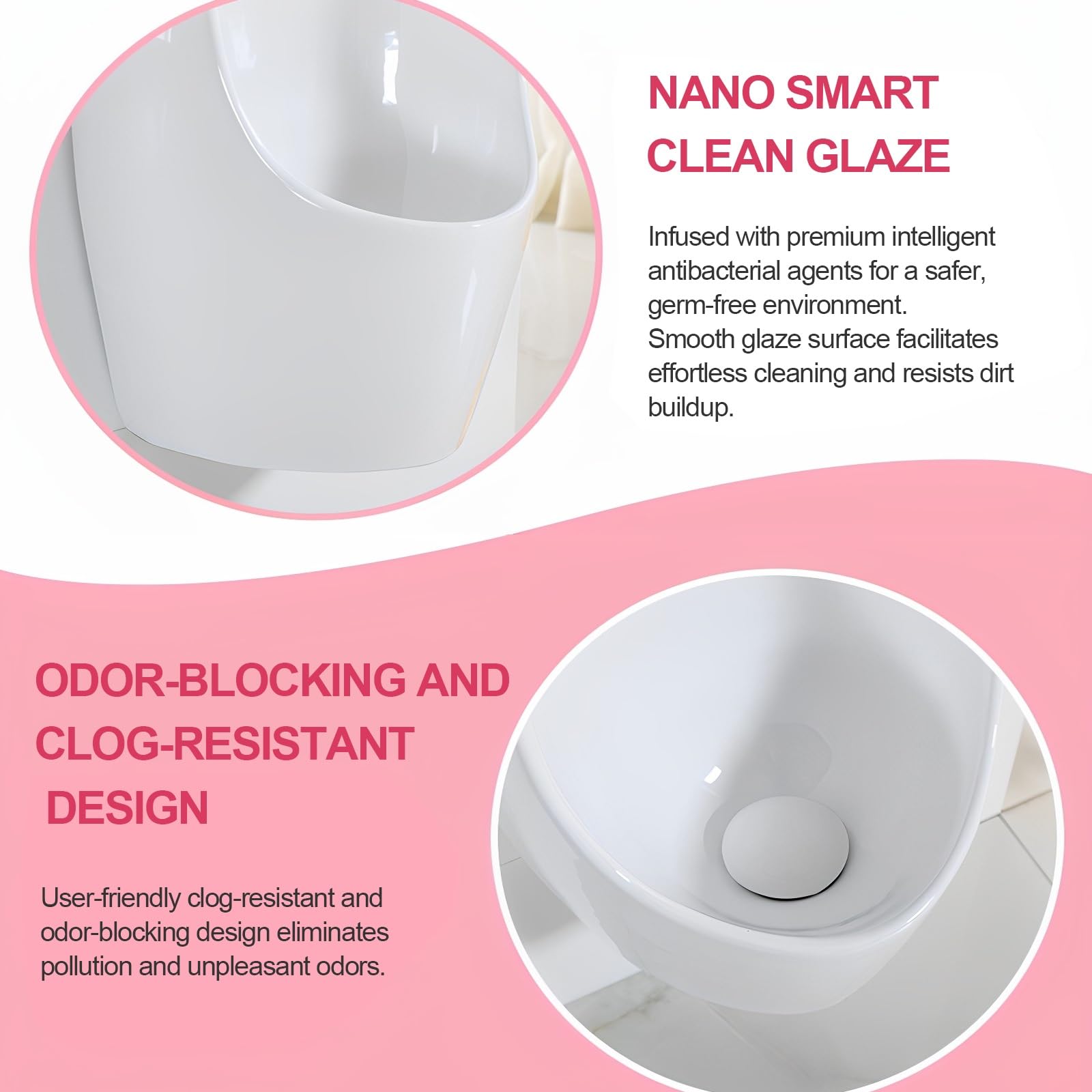 Wandurinoir dla mężczyzn, pisuar sterowany czujnikiem dla dorosłych, konstrukcja ceramiczna, ochrona przed przelewem i zachlapaniem, nadaje się do łazienek, hoteli, centrów handlowych (żółty