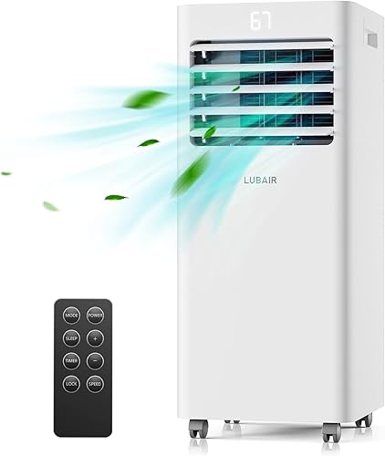 Miniatura 1 de LUBAIR Aire acondicionado portátil de 8,000 BTU, unidad de CA portátil con control remoto para habitaciones de hasta 300 pies cuadrados, aire