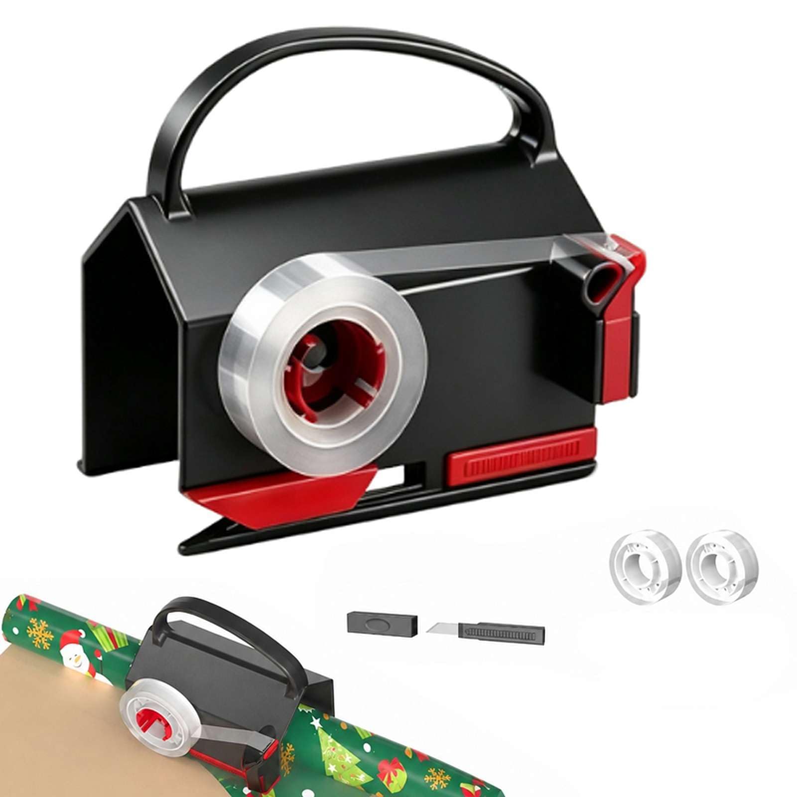 2-in-1 Wrapping Paper Cutter & Tape Dispenser for Rolls Paper