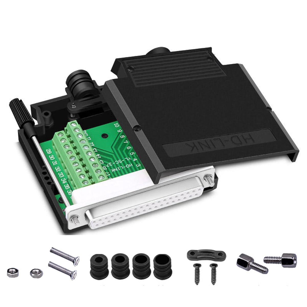 16mm Thinner RS232 DB37 Female Serial Adapter, D-SUB Serial to 37-pin Port Terminal Breakout Board Connector with Case Accessories