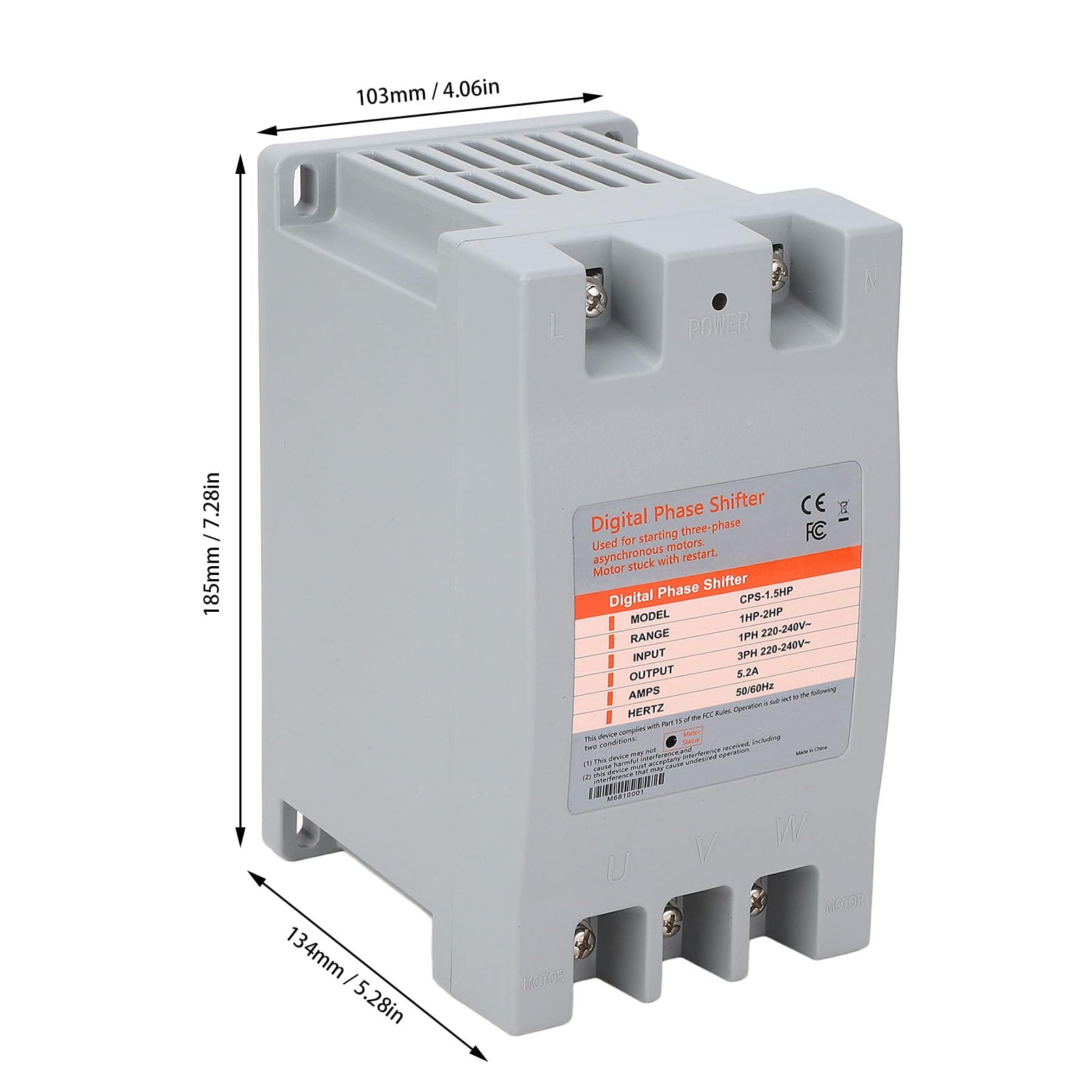 Generic Convertidor de Fase Digital 1.5, Convertidor de Potencia Monofásico a Trifásico para Maquinaria con Diseño Compacto, Conversión de Energía Eficiente para Uso Residencial y
