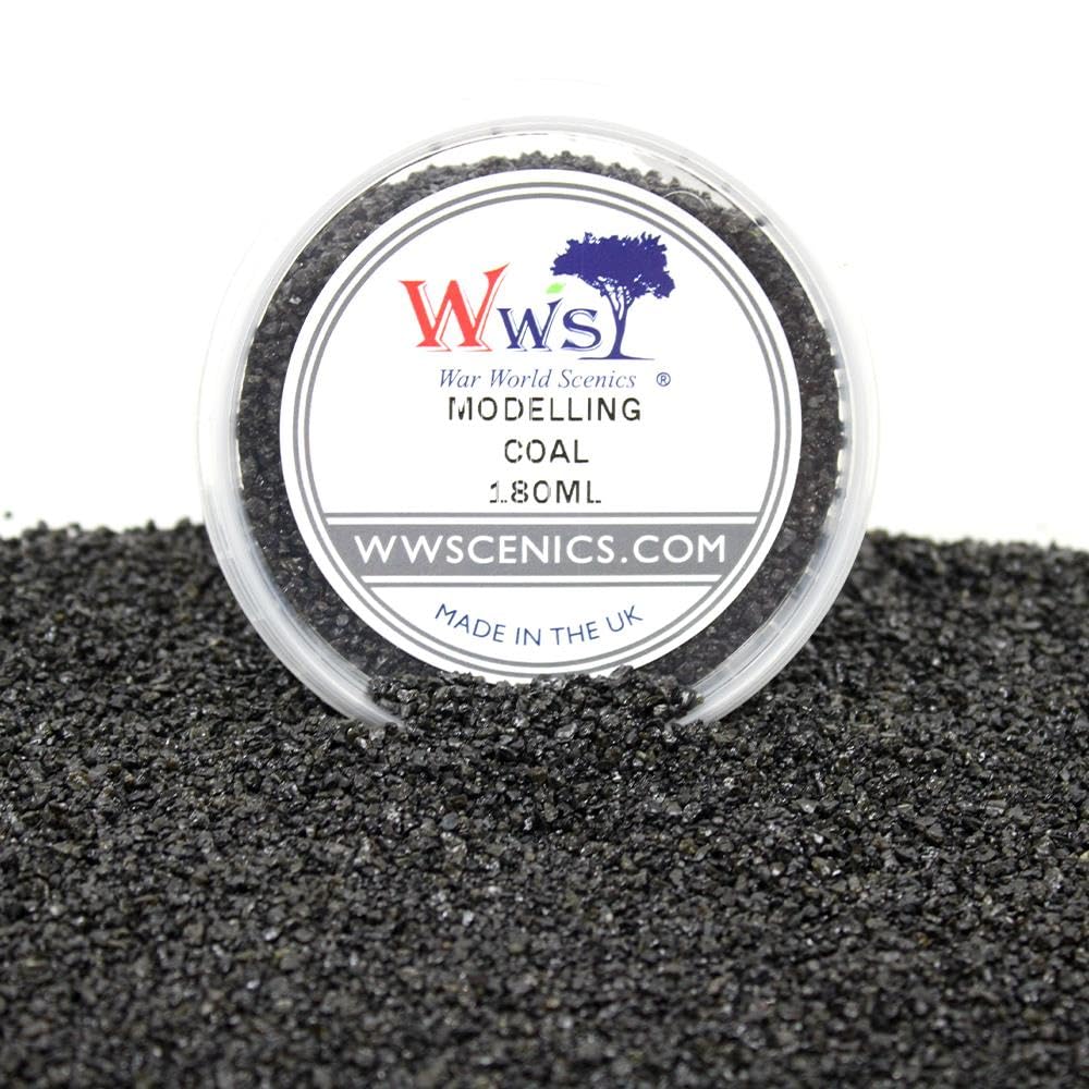 WWScenics Modelling Coal - 180ml Tub For Wargame Scenery & Model Railway Basing Material