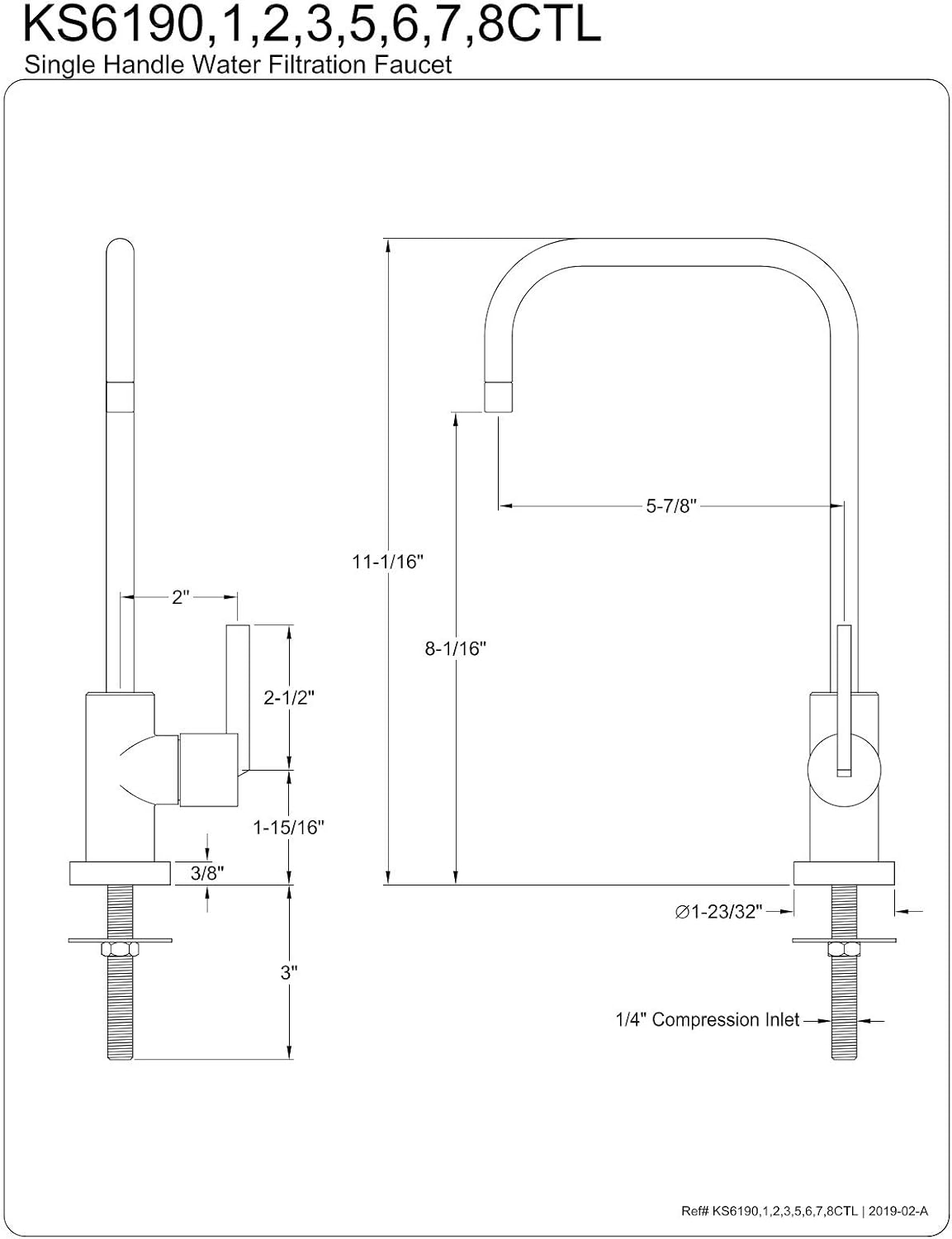 Kingston Brass KS6191CTL Continental Single-Handle Water Filtration Faucet, Polished Chrome
