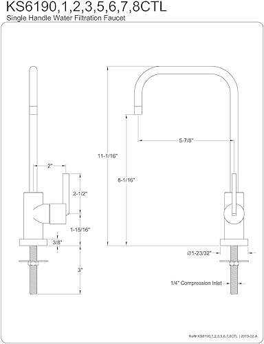 Miniatura 6 de Kingston Brass Grifo continental de la filtración del agua de KS6191CTL, cromo pulido