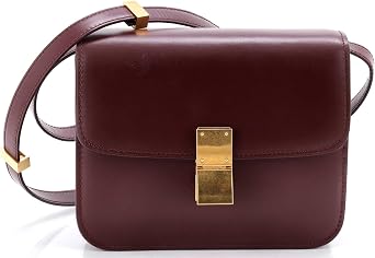 Pre-Loved Classic Box Bag Smooth Leather Teen, Burgundy