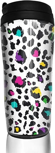 Miniatura 2 de Botella de agua con estampado de leopardo colorido de los años 90, botella de agua potable, taza de café, doble pared, a prueba de fugas, sin BPA,