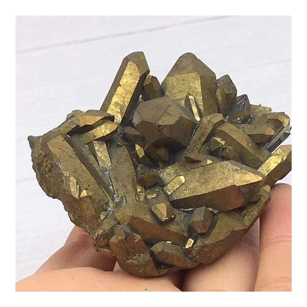 Salud y hogar Cristal Natural Electroplate Chalcopirite Gold Cluster Standard, Muebles for el hogar, Regalos (Size : 500g -550g)