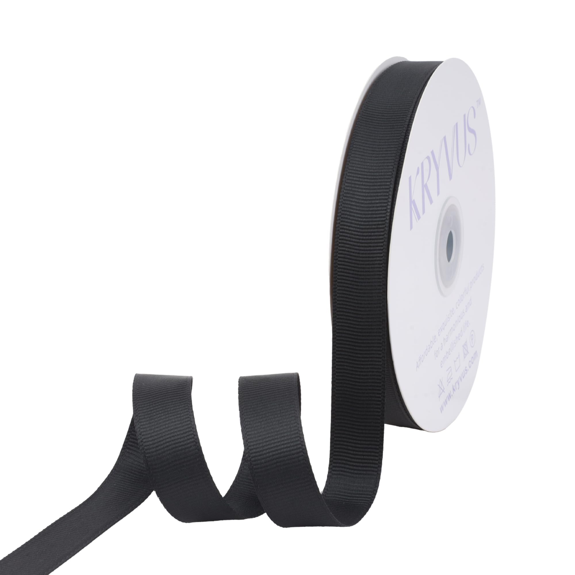 Kryvus Grosgrain Ribbon, Black Ribbon 16mm x Continuous 45 Metres, Black Grosgrain Ribbons Perfect for Gift Wrapping Crafts