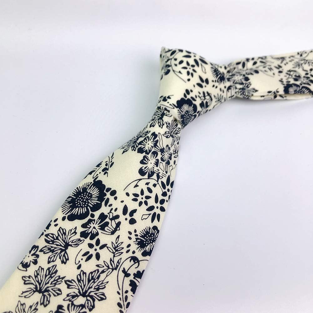 Mantieqingway Men's Cotton Printed Floral Neck Tie Skinny Tie 106mix4